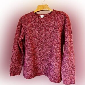 J. Jill Sweater Womens Large Fuzzy Wool Blend Long Sleeve Colorful Chuny Knit